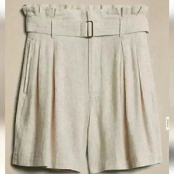 LINEN-BLEND PAPERBAG SHORT - Picture 3 of 7